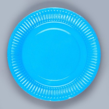 Set of paper dishes is disposable: 6 plates, 6 glasses, blue color-12