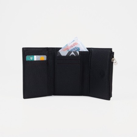 Women's wallet on the button, black color-6