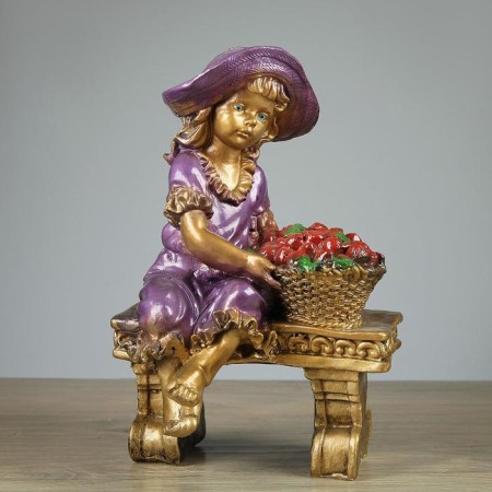 Garden figure "Girl on the bench" Bronze, 21x28x44cm-3