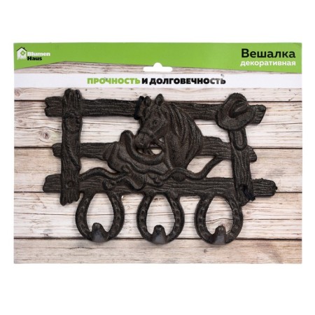 Blumen Haus hanger "Ranch", wall, decorative, 3 hooks, 16x25x3 cm-3