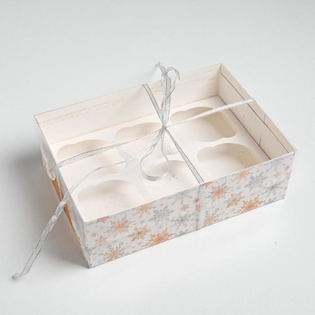 Box for Capcake "Snowflakes", 23 x 16 x 7.5 cm, New Year-3