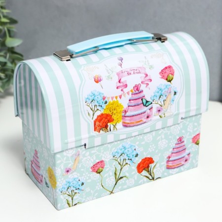 Piggy bank Metal chest "Cake" 13.5x17.2x8.2 cm-1