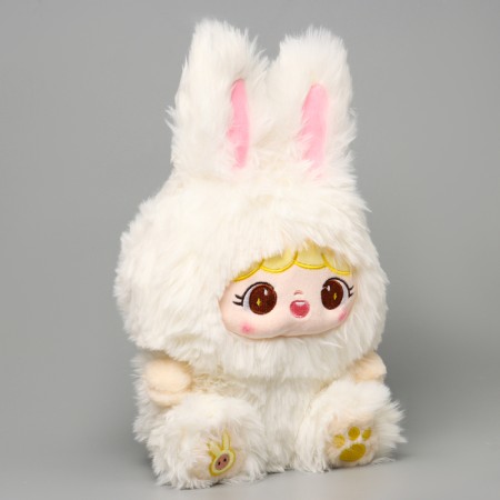 Soft toy "doll" in a costume bunny, 30 cm, white color-2