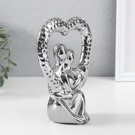 Souvenir Ceramics "Abstraction. Lovers with the heart" silver 13x7x18.5 cm-1