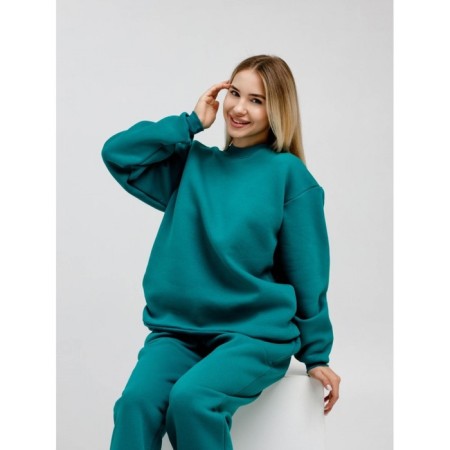 Women's sweated sweatshirt, size 54, turquoise color-8