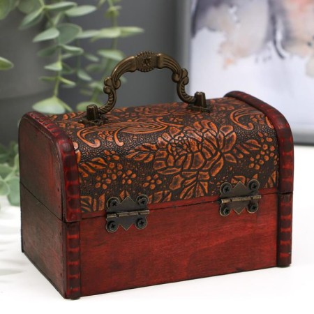 Casket wood chest with a “lush rose” handle 9.4x13.8x9.7 cm-2