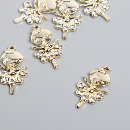 Decor for creativity metal, rhinestones "Little Princess" gold 1.5x2.4 cm