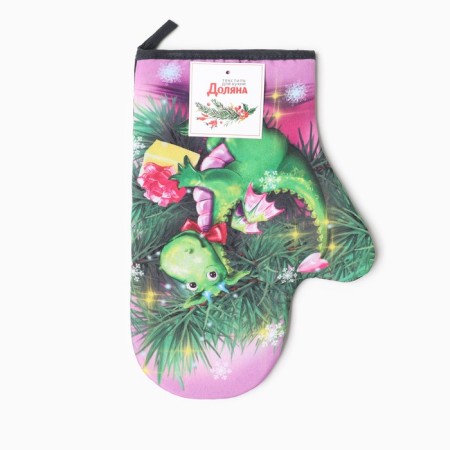 Mittens-Open "Dragon at the Christmas tree" 20x28 cm, 35% HL, 65% PE, Vatin 250 g/m2-3