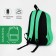 School backpack of textiles on a zipper, 3 pockets, Fulldorn, green color