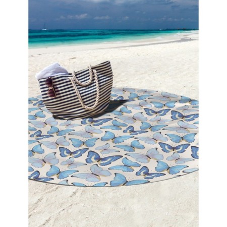 Pareo and beach rug "Blue butterflies", d = 150 cm-2