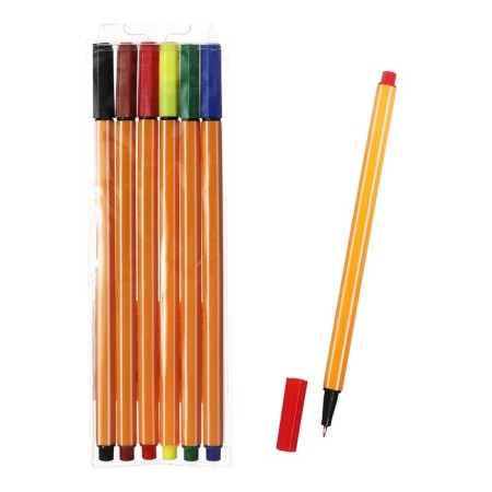 A set of capillary pens "strips", 6 colors, mix-1