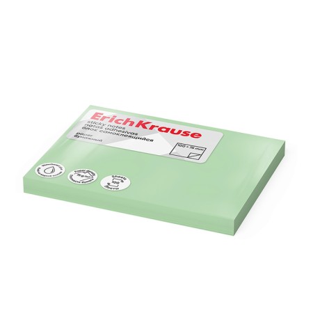Block with a sticky edge paper 100x75 mm, Erichkrause, 100 sheets, green