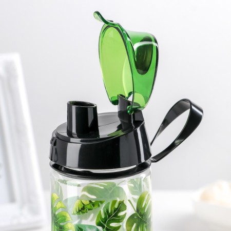 Water bottle plastic "Fern", 750 ml, green color-1