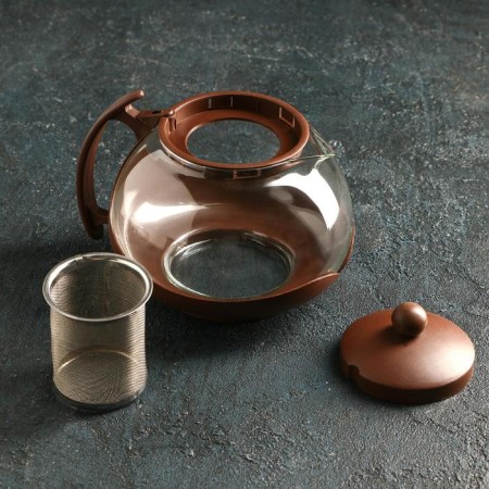 Glass teapot “Fantasy”, 1.25 liters, with metal sieve, color mix-1