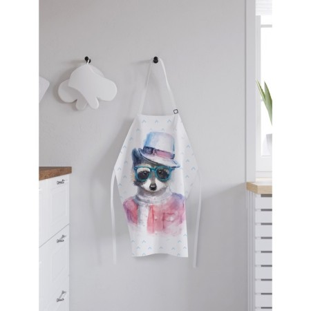 Apron kitchen with a photo print "Stylish raccoon", adjustable, size OS-1