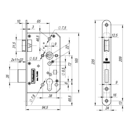 Fuaro FL-0434 castle case, for fire doors-1