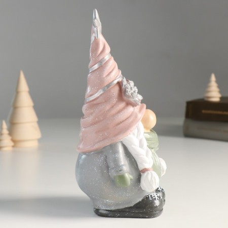 Souvenir Polystone "Granny with pigtails in a pink cap with an asterisk" 9.5x8x20.7 cm-1