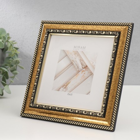 Photo frame Plastic "Mira" 15x15 cm gold (plastic screen)-1