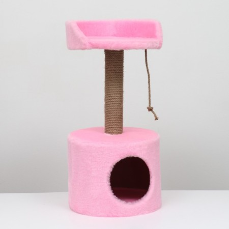 House for cats with a claw, with a sunbed, round, 35 x 35 x 70 cm, pink-1