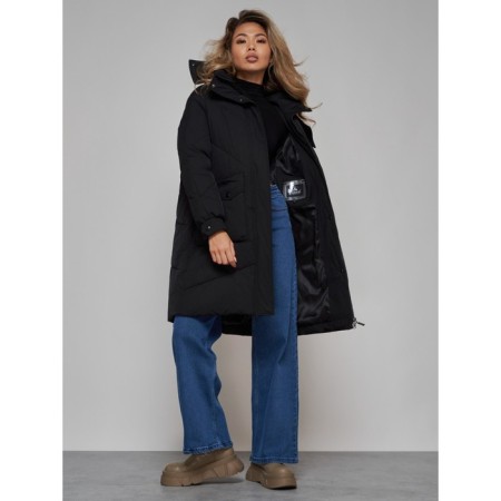 Coat insulated winter female, size 48, black color-19