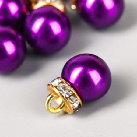 Decor for creativity plastic "Violet pearl with loop" set 10 pcs 1x1.2 cm-1