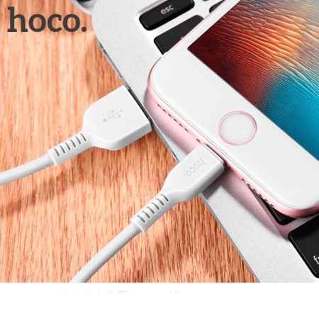 Hoco X20, Lightning cable - USB, 2.4 A, 1 m, PVC braid, white-3