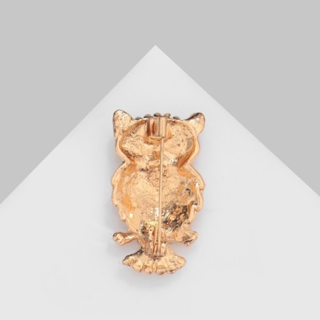 Owl brooch, black and white color in gold-1