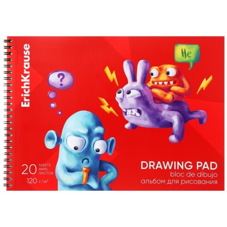A4 drawing album, 20 sheets on the glue Erichkrause "Jolly Friends", covered Cardboard, micropercephorage