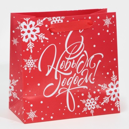 Package Laminated Square "Round dance of Snowflakes", 22 x 22 x 11 cm, New Year-3