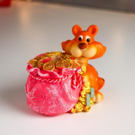 Piglite Polystone "Red Tiger with a barrel/bag of gold coins" MIX 9.5x7.5x10 cm-1