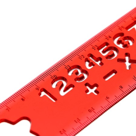 The ruler is flexible, plastic 20 cm, with stencils, mix-14
