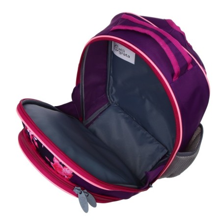 School backpack, 37 x 27 x 16 cm, ergonomic back, calligrata b "Flowers", lilac-9