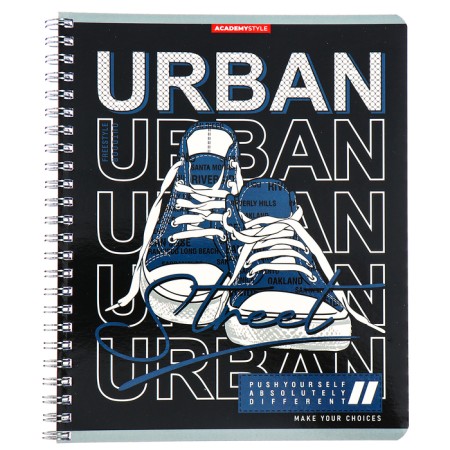 Notebook of 48 sheets in the cage on the crest "sneakers", cover shaking cardboard, UV-keys, mix-3