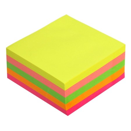 Block with a sticky edge, 76 x 76 mm, 400 sheets, fluorescent, 5 colors, mix-1