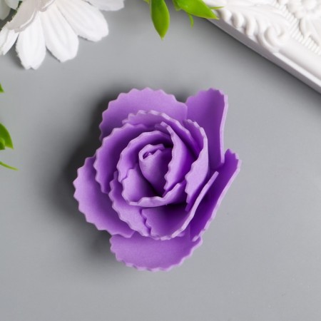 Decor for creativity "Violet rose with wavy petals" d = 5 cm