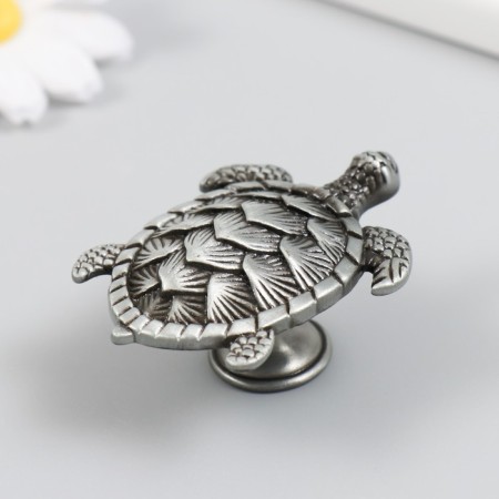 Handle for the casket Metal "Turtle" aged silver 6.1x4.4 cm-1