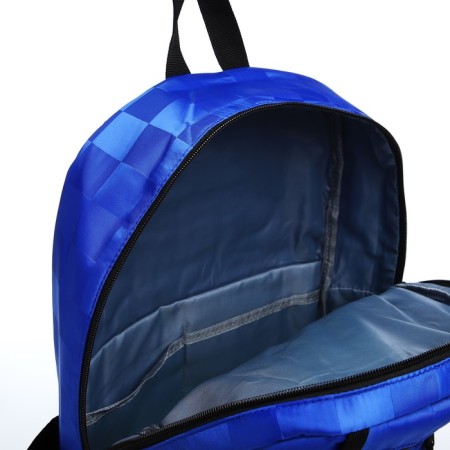 Youth backpack from textiles, 6 pockets, white/blue color-5