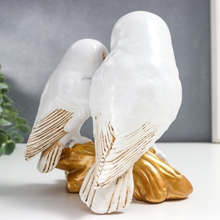 Polystone souvenir "White owls on the Golden Crap" 19x12x16 cm-4