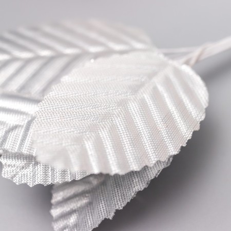 Decor for creativity "Birch sheet" silver 1 set = 1 bouquet, in the bouquet 10 pcs 10 cm-2