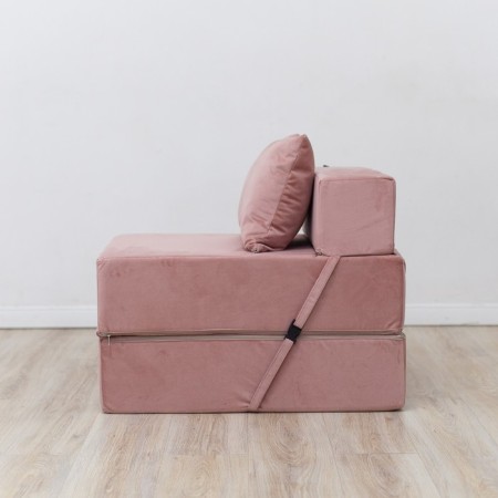 Crowned armchair-bed "Essen", velor fabric, dusty rose color-1