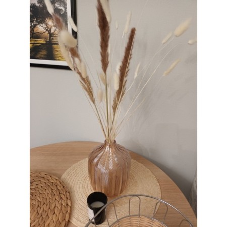 Decorative glass vase, 140 × 140 × 190 mm, beige color-1