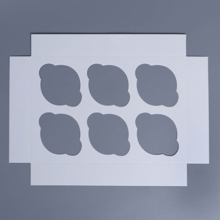 Capcake box, confectionery packaging with a window, 6 cells "Green Pattern", 25 x 17 x 10 cm-5
