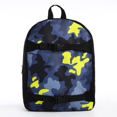 School textile backpack with mount for the Skate "Camouflage", 38x29x1 cm, black color, lightning department-2