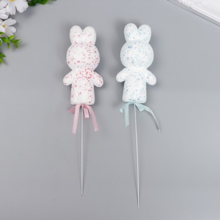 Decor on the stick "Zaychat - Sprinking, Shine" Set 2 pcs Pink, Blue 12 cm-3