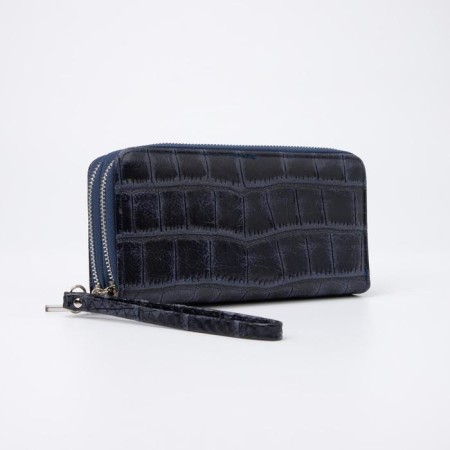 Women's wallet on lightning, with a pen, blue color