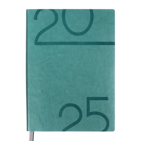 Dated 2025 diary, Escalada, A6+ 176 sheets, soft cover, artificial leather, pancake embossing, tinted block 70 g/m2, green