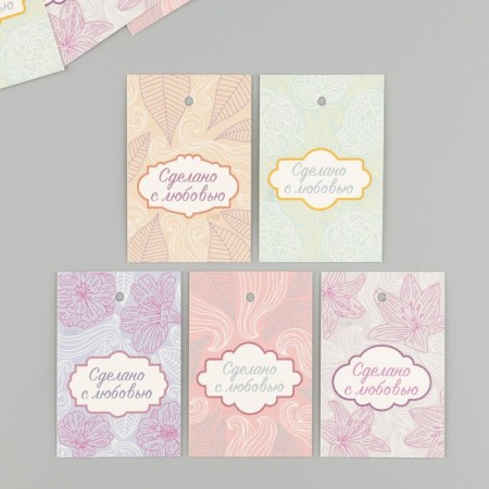 Cardboard Biro "made with love" a set of 10 pcs (5 types) 4x6 cm