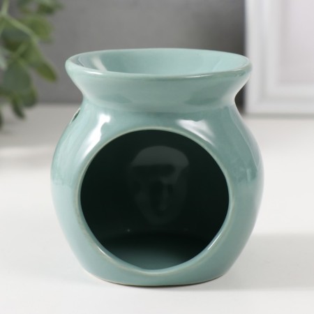 Aroma lamp ceramics "Plant in a pot" turquoise 7.2x7.2x7.8 cm-1