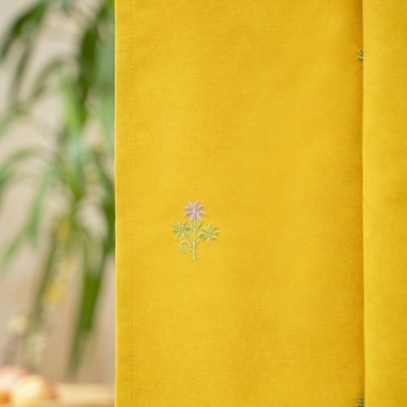 Set of curtains "Ginko", size 145x270 cm, yellow color-1