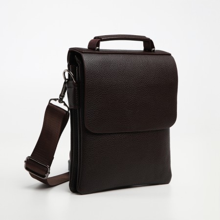 Male bag on the Textura valve, outer pocket, brown color